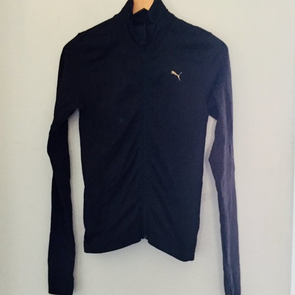 Puma Black Zip Front Workout Running Jacket Size Small - Picture 1 of 6